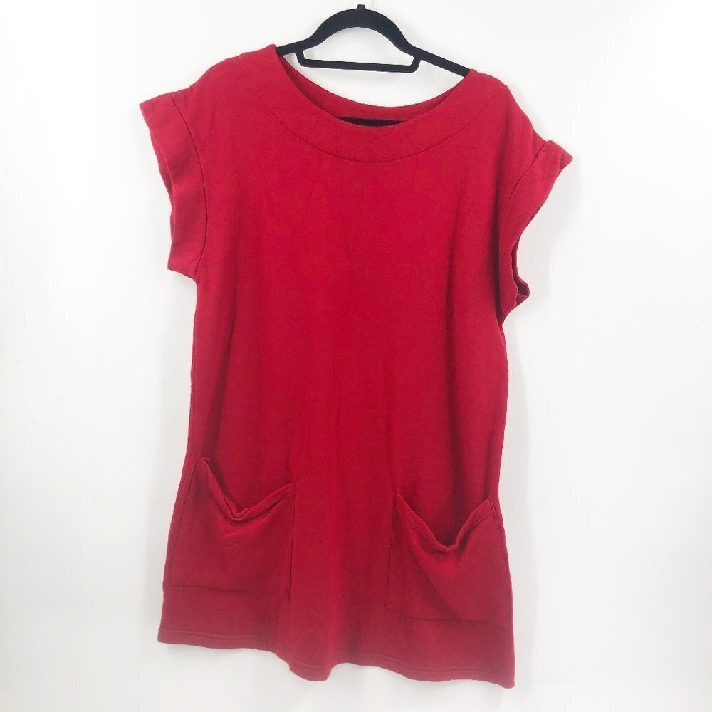 ✅ BRYNN WALKER RED TUNIC/DRESS BOAT NECK WITH POCKETS SIZE SMALL‎